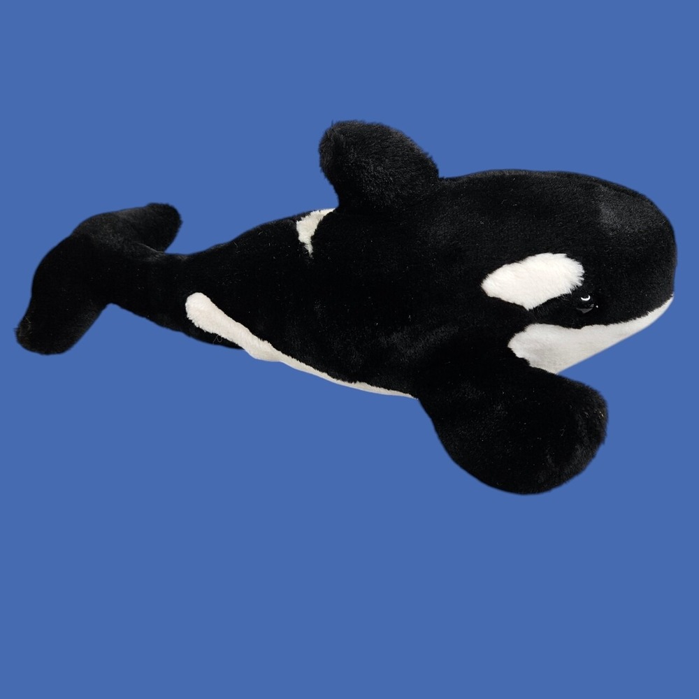 Sea World Orca‎ Shamu Killer Whale Plush Black White Stuffed Animal Soft Toy 15"